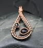 Copper Wire Weave Drop Pendant with Black Beads - Image 4