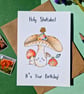 Mushroom Birthday Card, Holy Shiitake It's Your Birthday! Mushroom art theme  - Image 1