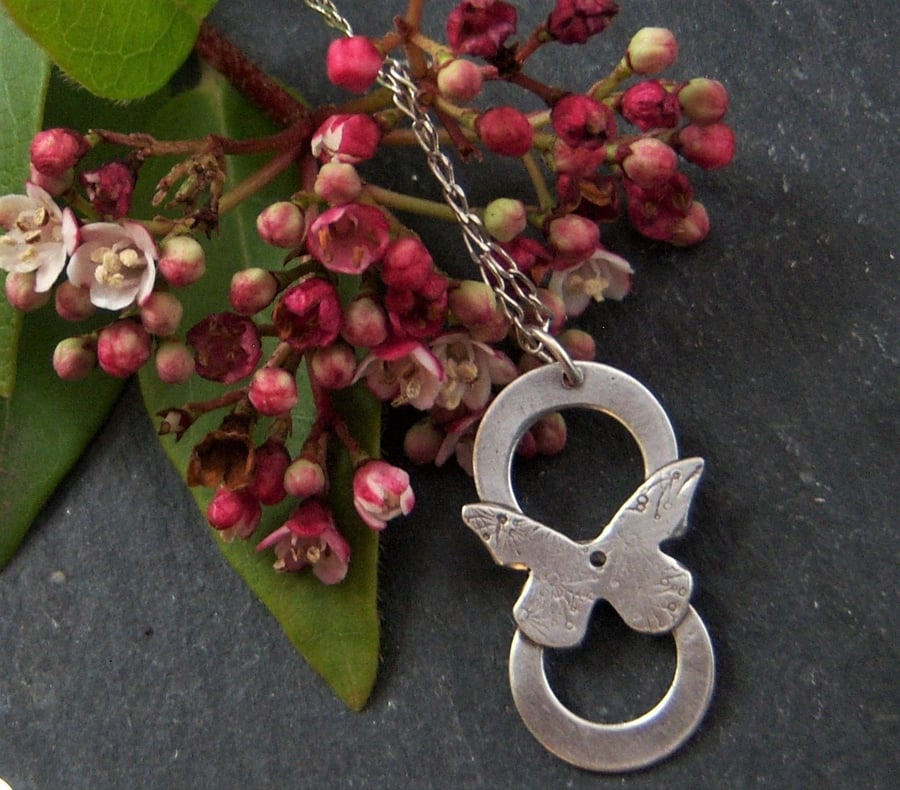 Butterfly pendant in sterling silver