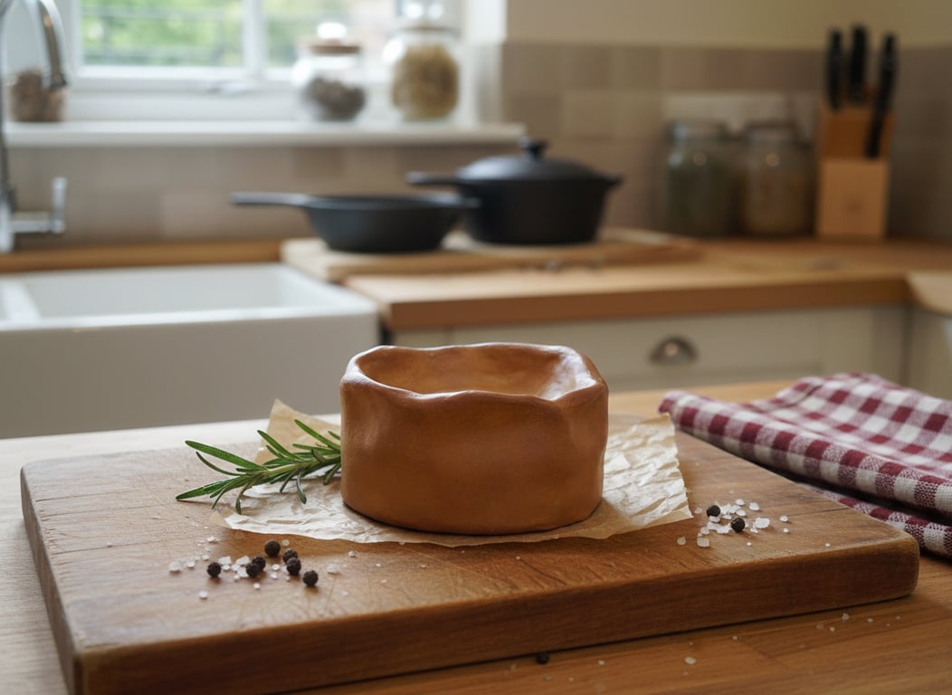 Handcrafted Fake Bake Meat Pie – Air Dry Clay Rustic Bakery Decor