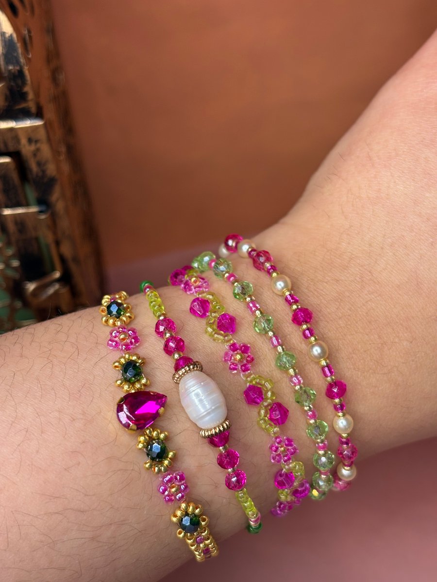 Jardin Fucsia bracelets (set of 5)