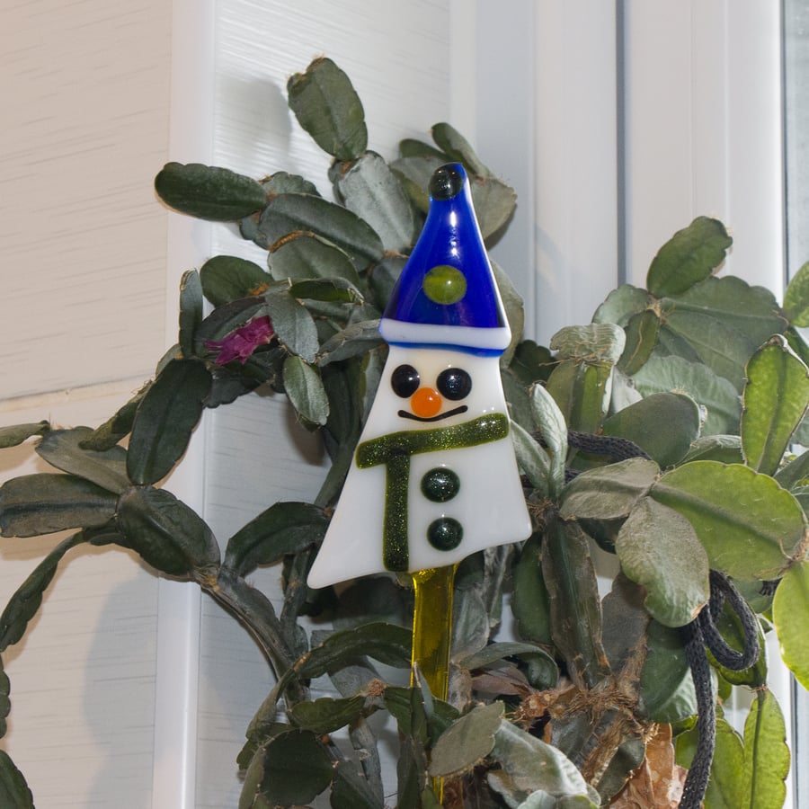 Fused Glass Pot Snowman - 3203-02