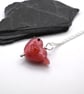 lampwork glass pink bird pendant necklace - Image 2