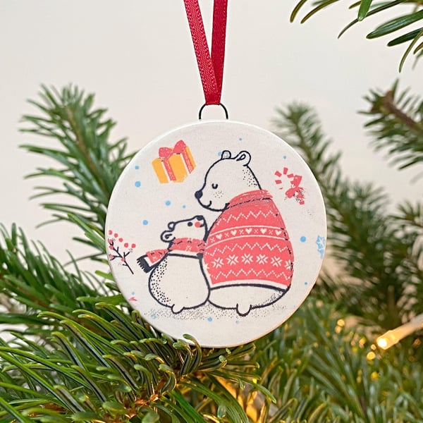 Cute Ceramic Polar Bear Hanging Decoration