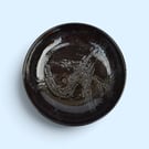 Wheel thrown, stoneware, deep brown, ramen, salad, fruit, serving bowl 