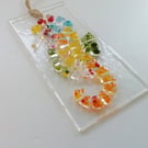Seahorse rainbow suncatcher, coastal glass art. 