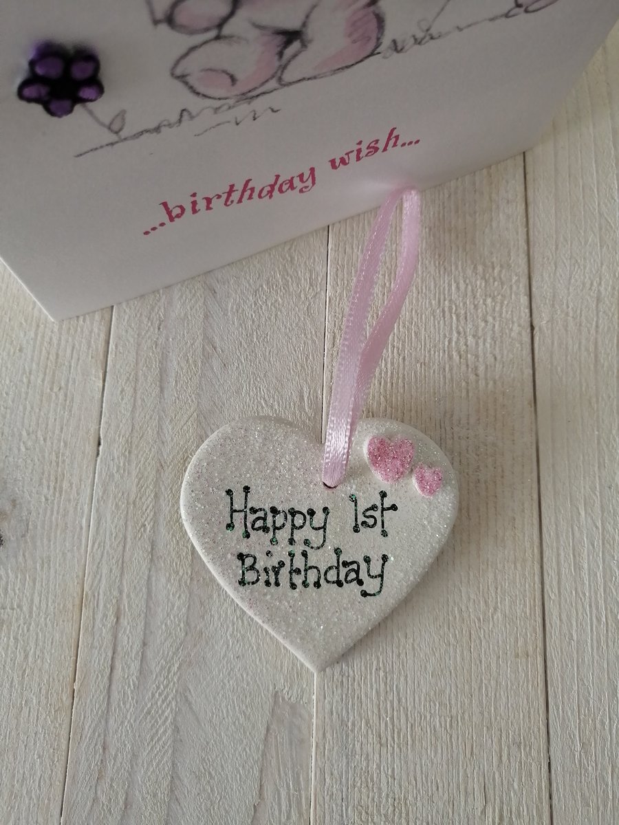 Small Ceramic Heart - 1st Birthday