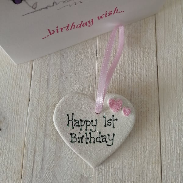 Small Ceramic Heart - 1st Birthday