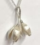 Double Snowdrop pendant hand made from Sterling Silver - Image 3
