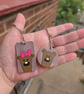 Handmade Wooden Bear Keyring Set (Pair)