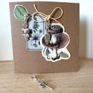 Blank Card and 3 clip on charms - stitch markers