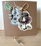 Blank Card and 3 clip on charms - stitch markers
