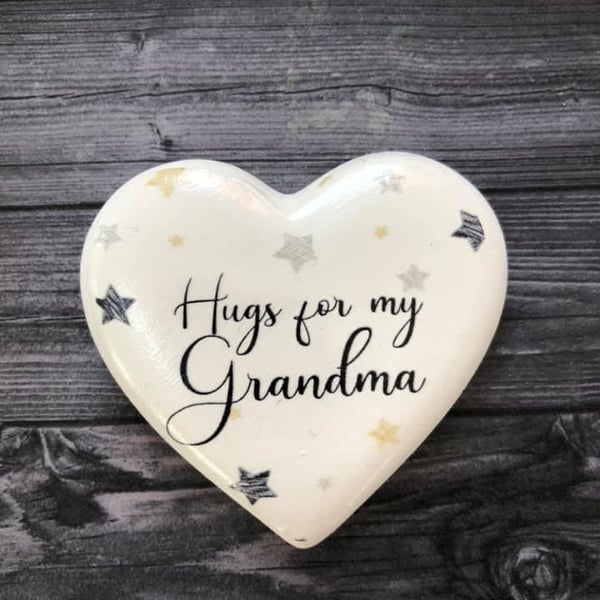 Hug Grandma Handmade heart to send some love, personalised and gift boxed
