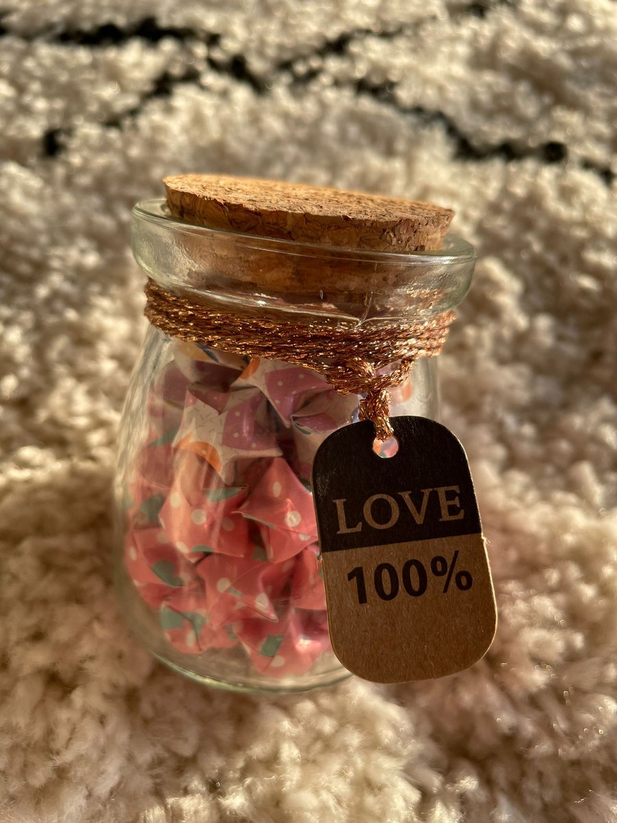 "Strawberries and Cream" - Folded Lucky Star in Pudding Pot