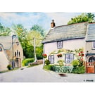 Buckland Monachorum Dartmoor Devon  Original Watercolour Painting Mounted