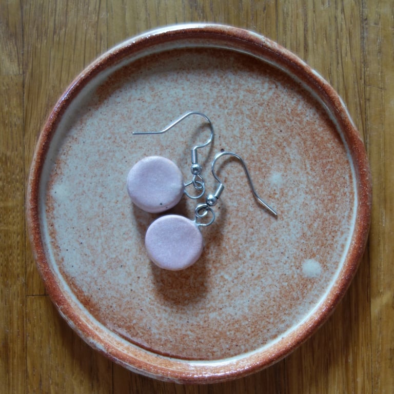Ceramic disc dangle earrings in pink