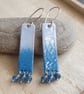 Blue enamel earrings, Rectangle earrings with ombre effect - Image 6