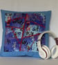 Cushion Cover - Music Themed Crazy Patchwork - Image 1
