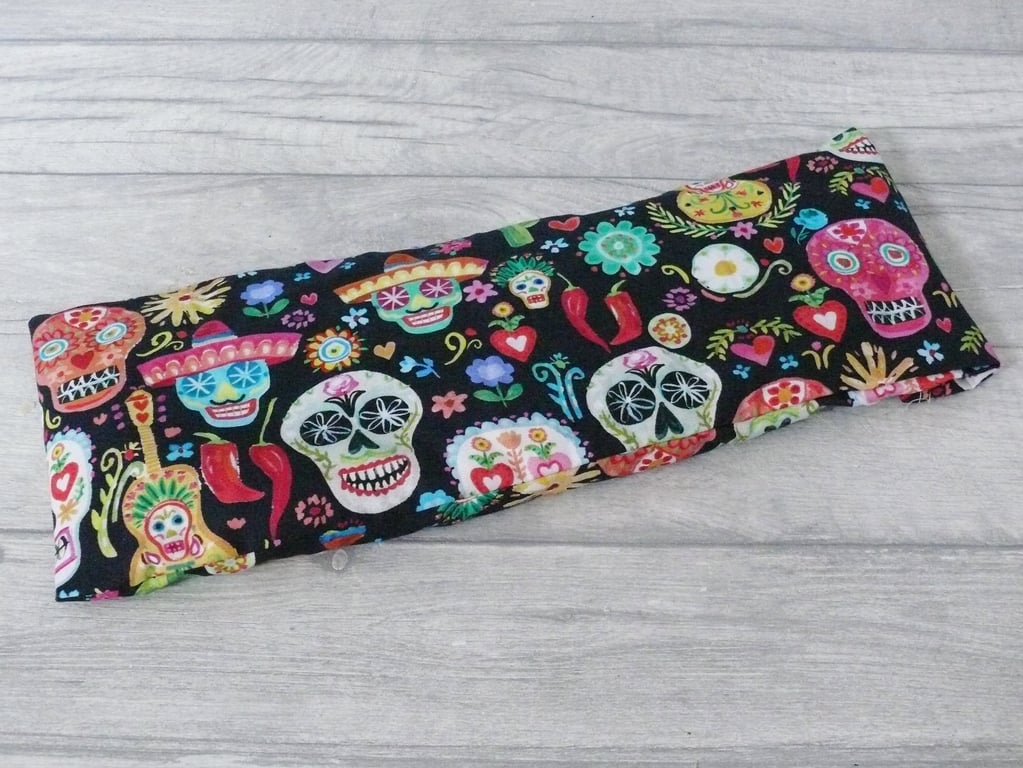 Wheat Bag with Day of Dead theme Fabric