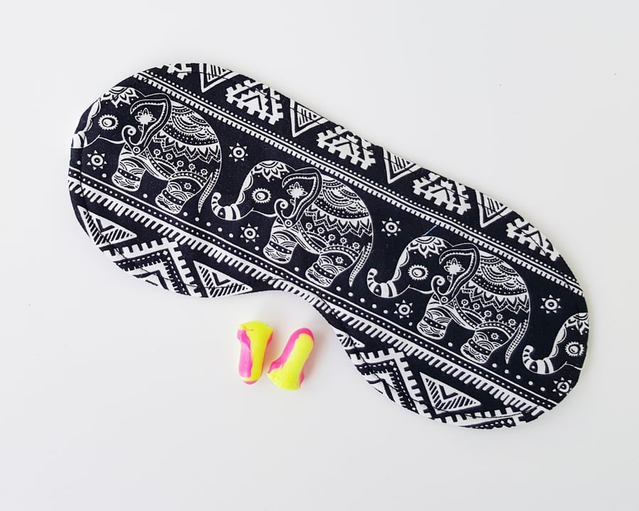 Elephant Sleep Mask, Adjustable, made with all natural fabrics - Free P&P