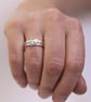 Silver Stacking Ring with White Synthetic Opal Hammered band in Sterling - Image 2
