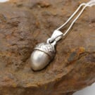 Recycled Sterling Silver Real Acorn Mould Pendant Necklace ECO STS Chain.