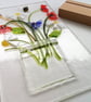 Poppy and Daisy floral illuminated panel, fused glass art, gift for home.  - Image 4