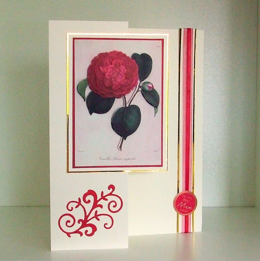 Red Peony Card, Mothers' Day or Birthday