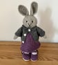 Hand Knitted Rabbit in Purple Textured Dress