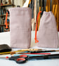 Pink Drawstring Ditty Bag. Upcycled Repurposed Canvas - Image 5