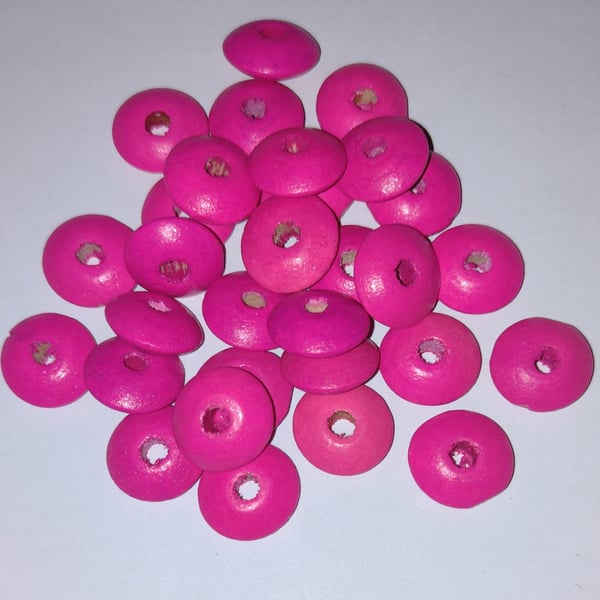 Coloured Wood Bead Saucer Beads 6mm x packets of 30