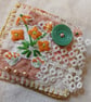 Orange flower textile brooch - Image 4