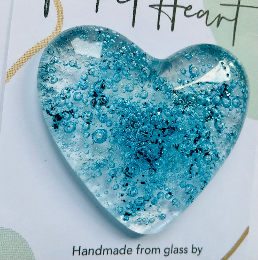 Handmade fused glass pocket heart