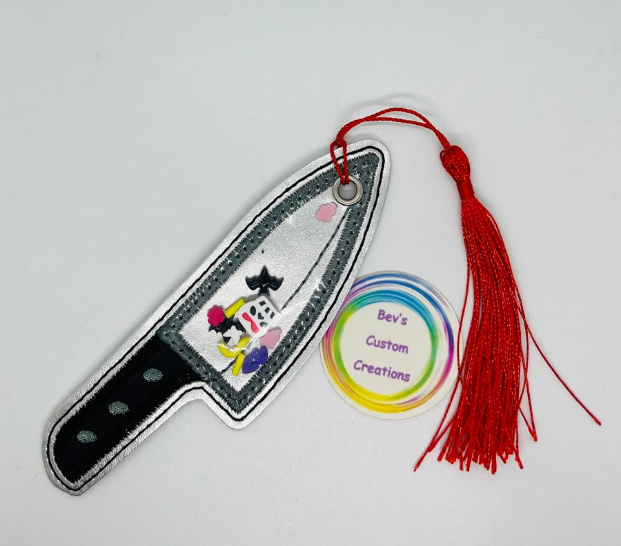 Knife shaker, Embroidered Bookmark,  