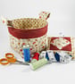 Patchwork Table Top Sewing Basket and Pincushion Set - Image 4