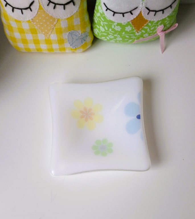 Fused Glass Floral Dish