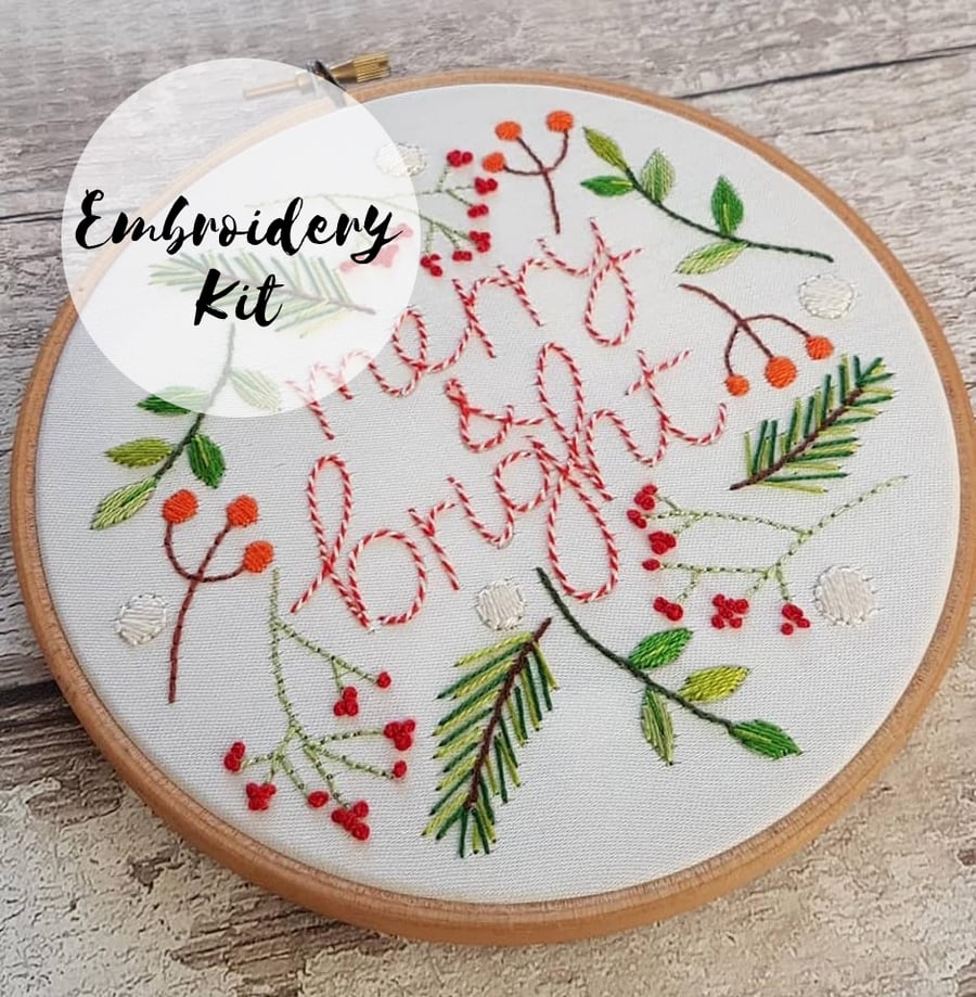 Beginners Merry & Bright Embroidery Kit