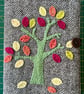 Hand Stitched Autumn Tree Vintage Welsh Tweed Journal Cover & Notebook
