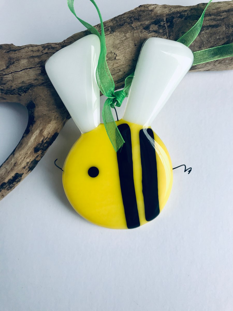 Bee made from fused glass
