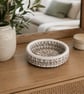 Handmade Coiled Macramé Basket - Neutral Taupe & Off White Basket