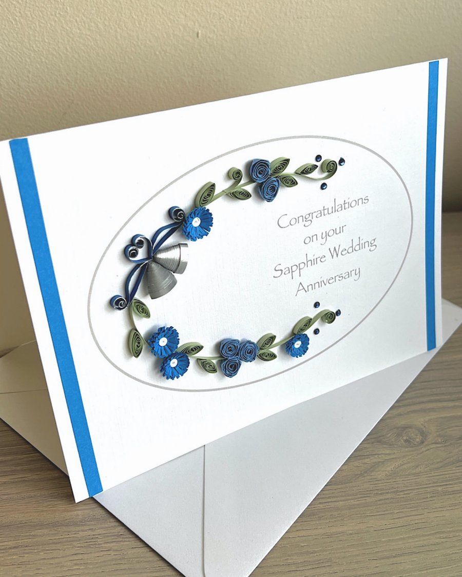 Quilled handmade 65th or 45th anniversary card