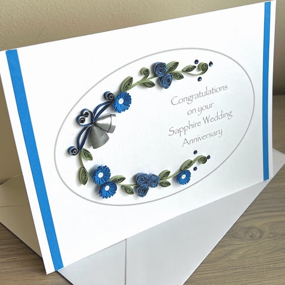 Quilled handmade 65th or 45th anniversary card