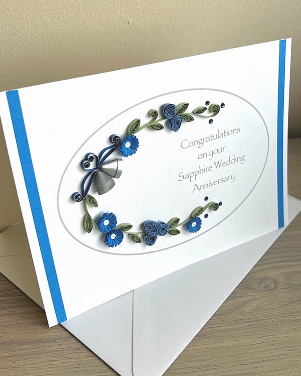 Quilled handmade 65th or 45th anniversary card