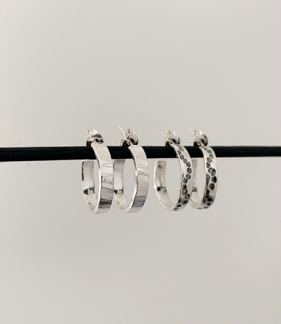 Silver Hoop Earrings - Small Earrings - Classic Solid Chunky Sterling Silver 