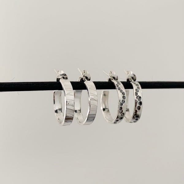 Silver Hoop Earrings - Small Earrings - Classic Solid Chunky Sterling Silver 