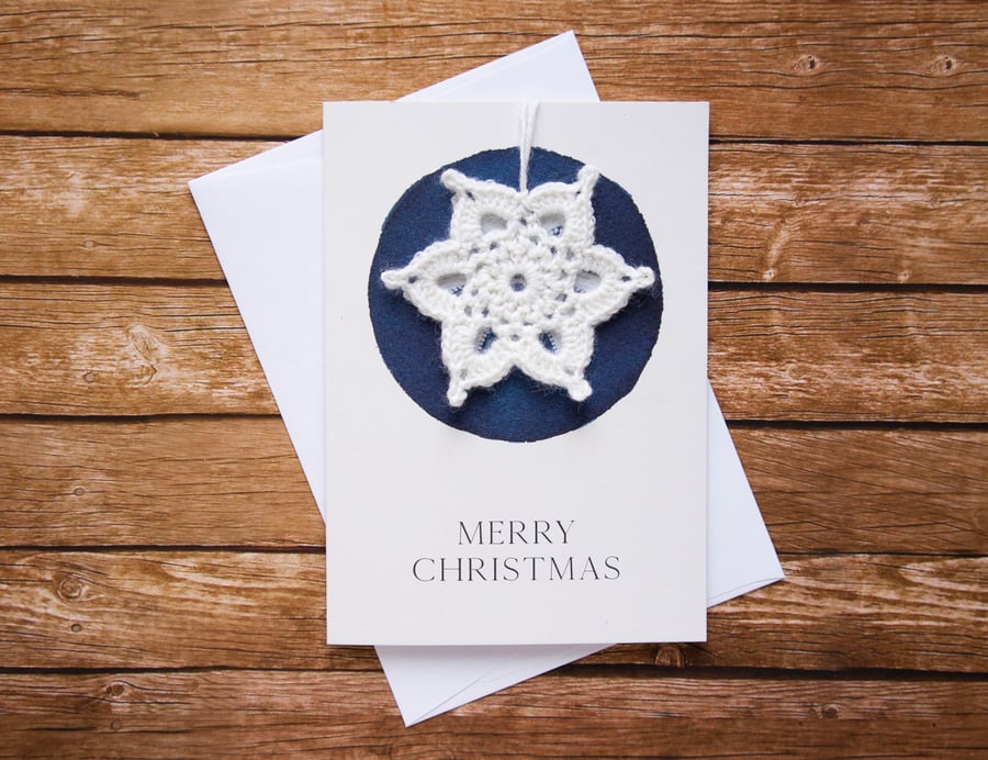 Crocheted Christmas Card – Christmas Tree Decoration Card – A6