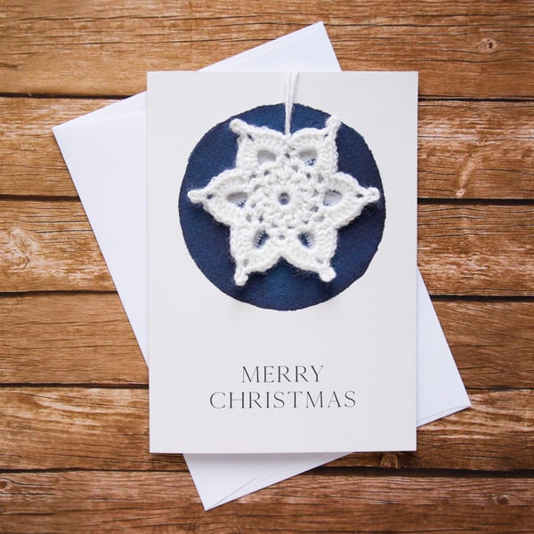 Crocheted Christmas Card – Christmas Tree Decoration Card – A6