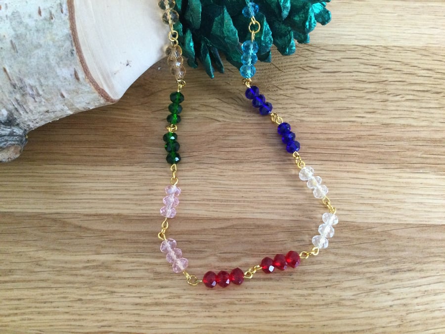 Multi Coloured Crystal Link Necklace