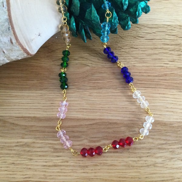 Multi Coloured Crystal Link Necklace