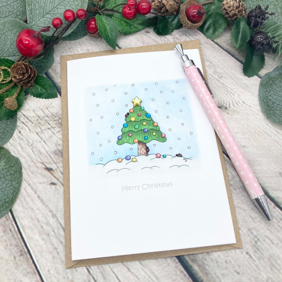 Christmas Tree Card - Christmas Greetings Card - Personalised